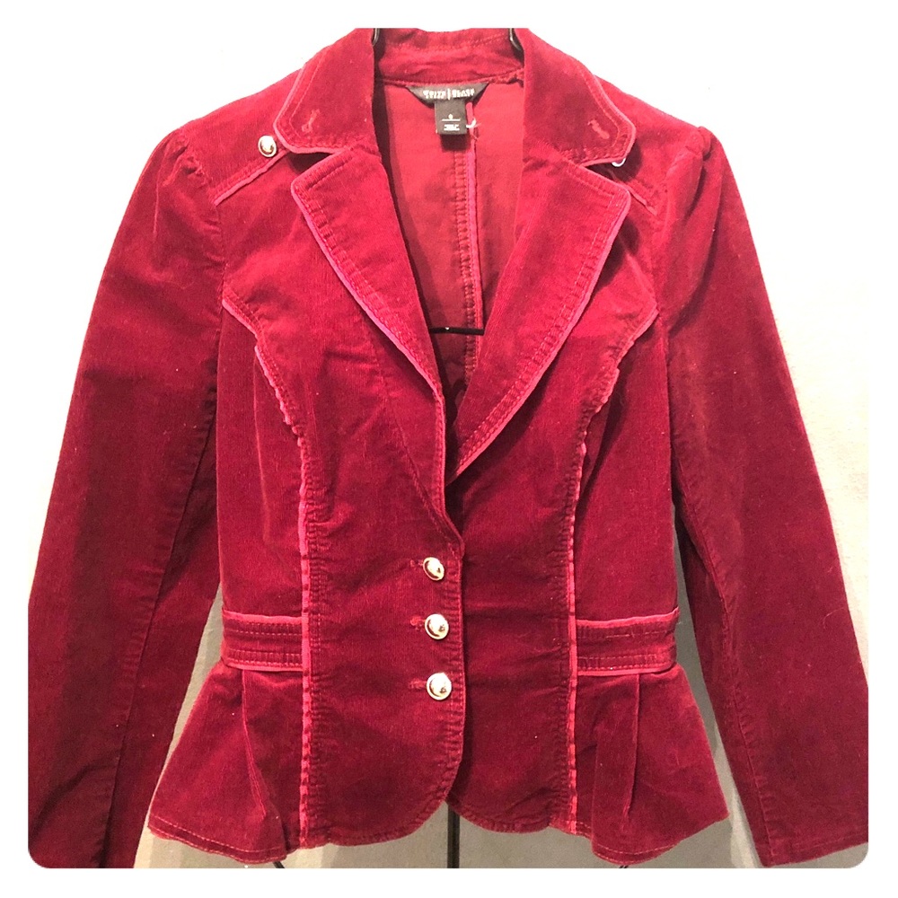 White House Black Market Corduroy Burgundy Jacket